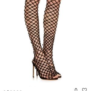 Francesco Russo Fishnet Thigh-High Stiletto Boots
